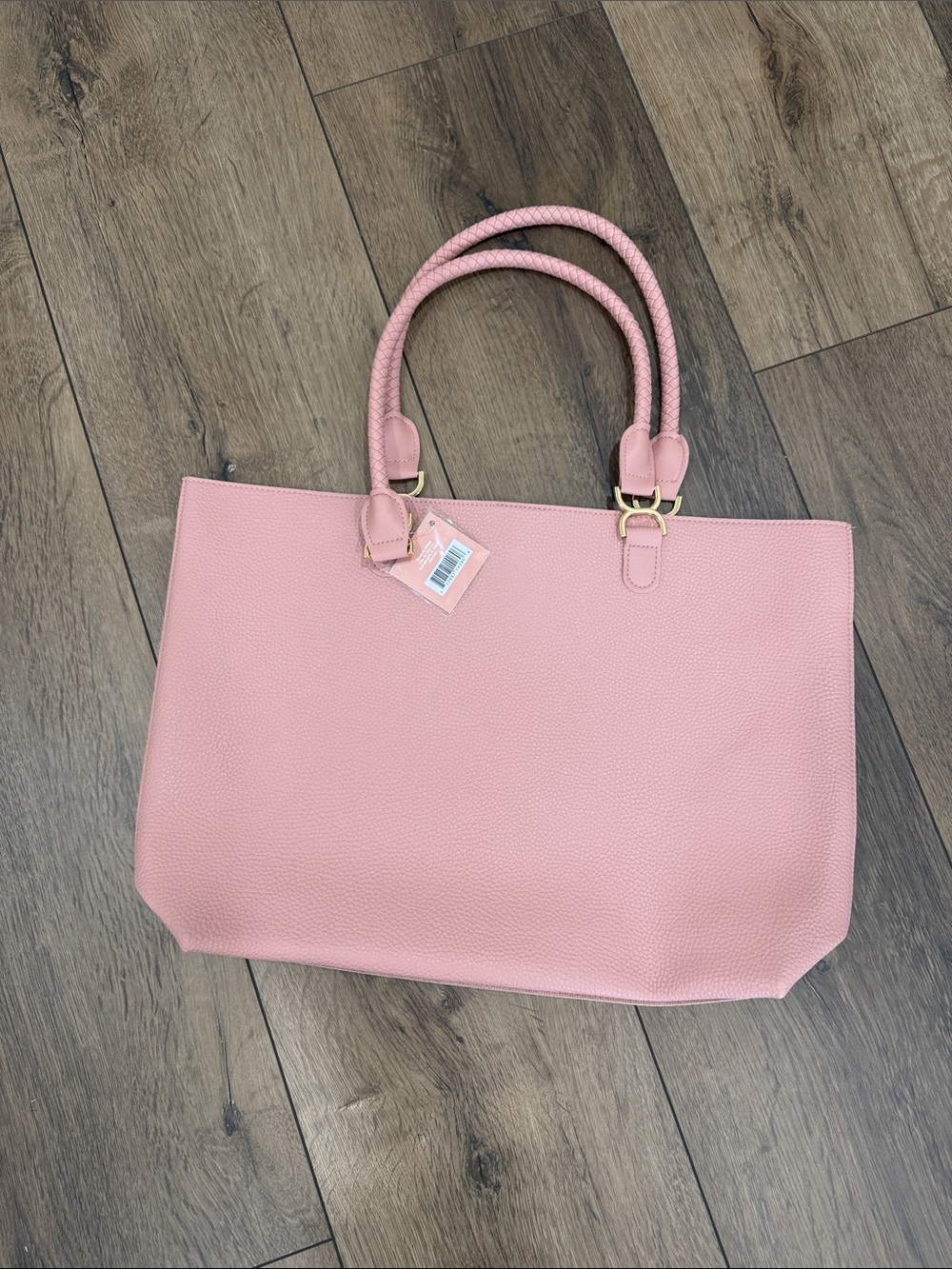 Stylish Leather Pink Women's Tote Bag - Soft Pebbled Finish